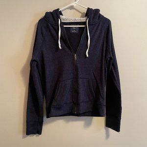 AEO Navy Zip-Up Hooded Sweater